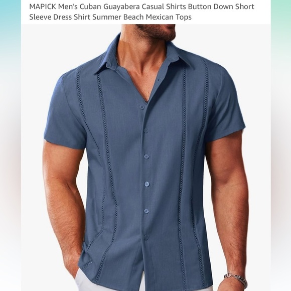 mapick Other - Blue Casual Button Down Shirt with Classic Collar